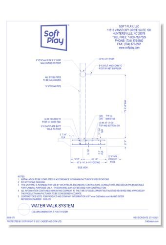Water Walk System: Column Dimensions T Post System