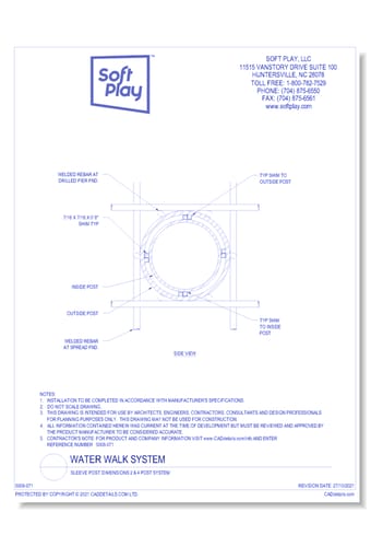 Water Walk System: Sleeve Post Dimensions 2 & 4 Post System