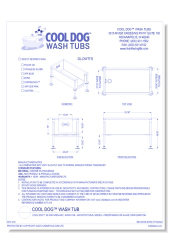 Cool Dog DL-DWT-REN-ARC: Wash Tub - Architectural Series - Rear Entrance, Free Standing or In-Line Configuration