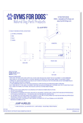 Gyms For Dogs - DL-AJHP-RPW: Jump Hurdle - Adjustable, Free-Standing