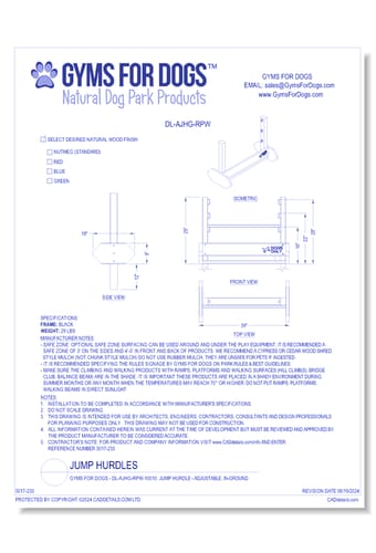 Gyms For Dogs - DL-AJHG-RPW: Jump Hurdle - Adjustable, In-Ground