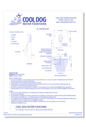 DL-1000-BF-DWC: Bottle Filler with Single Dog Basin and Pet Hose