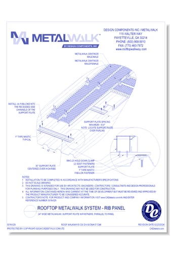 24” Wide Metalwalk®, No Handrail, FAB-LOK®, Parallel