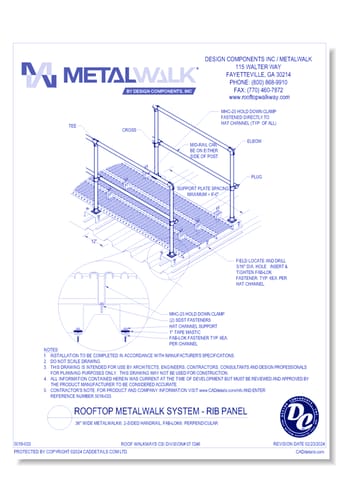 36” Wide Metalwalk®, 2-Sided Handrail, FAB-LOK®, Perpendicular 