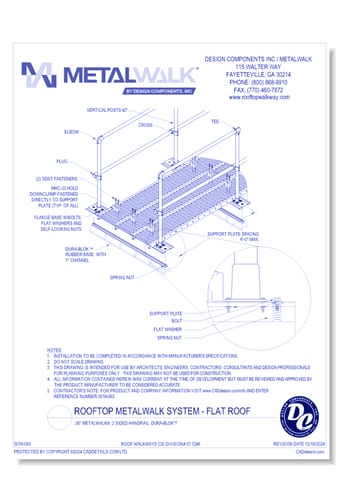 36" Wide Metalwalk®, 2 Sided Handrail, Dura-Blok™