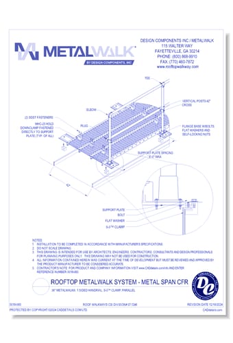 36" Wide Metalwalk®, 1 Sided Handrail, S-5™ Clamp, Parallel