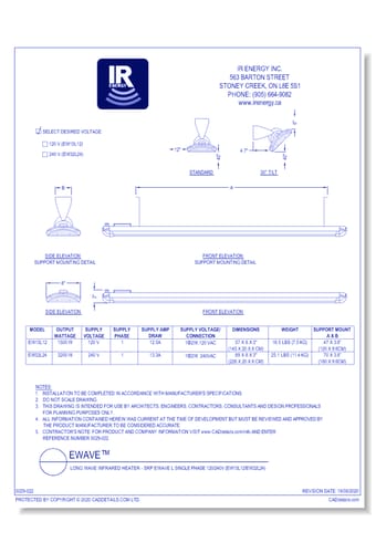 eWAVE®: Long Wave Infrared Heater - Single Phase 120 / 240V (EW15L12/EW32L24)