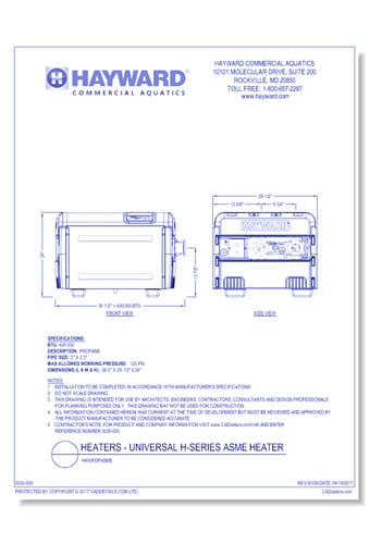 Universal H-Series ASME Heater: H400FDPASME