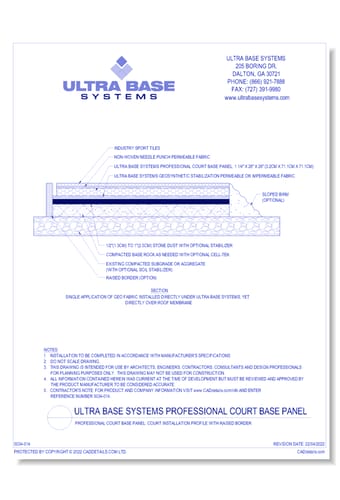 Professional Court Base Panel: Court Installation Profile with Raised Boarder