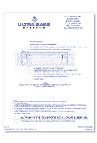 Professional Court Base Panel: Court Installation Profile with Perimeter Drainage