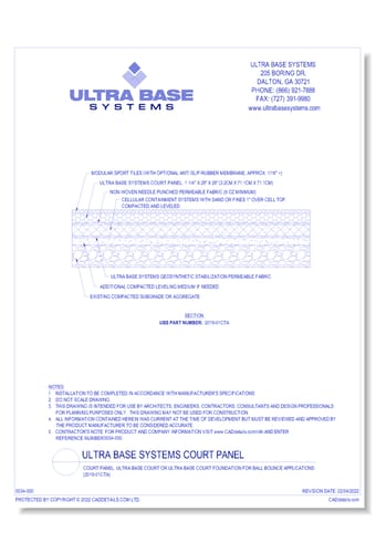 Court Panel: UltraBase Court Or UltraBase Court Foundation For Ball Bounce Applications ( 2019-01CTA )