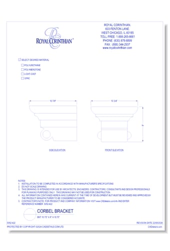 Corbel Bracket: BKT 10.75" x 8" x 10.75"