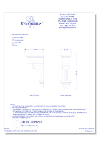 Corbel Bracket: BKT 17.125" x 10.375" x 31.25"