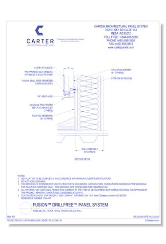 FUSION™ PANEL SYSTEM: Base Detail - Roof / Wall Transition ( CF-F03 )