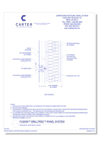 FUSION™ PANEL SYSTEM: Horizontal Joint Detail ( CF-F06 )