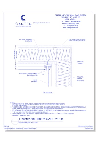 FUSION™ PANEL SYSTEM: Inside Corner Detail ( CF-F08 )
