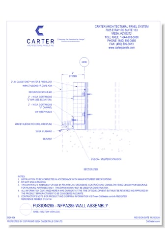 Fusion285 - NFPA285 Wall Assembly: Base - Section View ( D3 )
