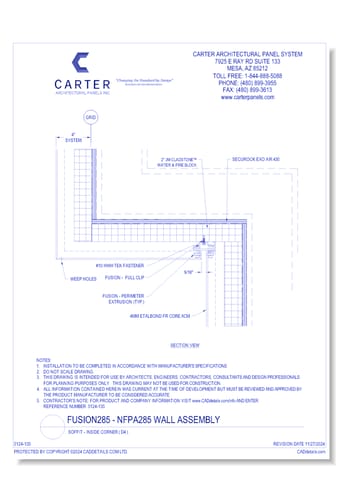 Fusion285 - NFPA285 Wall Assembly: Soffit - Inside Corner ( D4 )