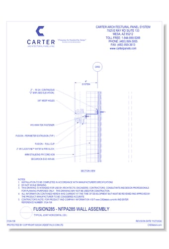Fusion285 - NFPA285 Wall Assembly: Typical Joint Horizontal ( D5 )