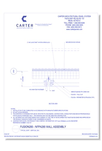 Fusion285 - NFPA285 Wall Assembly: Typical Joint - Vertical ( D6 )