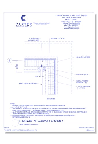 Fusion285 - NFPA285 Wall Assembly: Inside Corner - Plan View ( D7 )