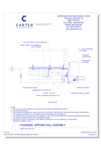 Fusion285 - NFPA285 Wall Assembly: Jamb - Plan View ( D9 )