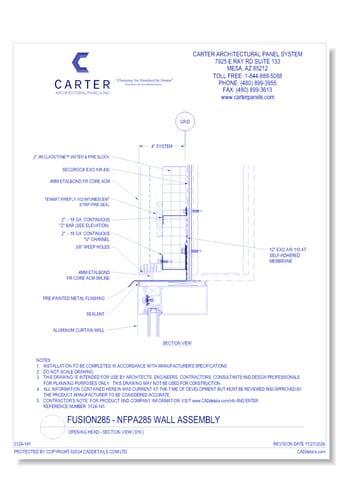 Fusion285 - NFPA285 Wall Assembly: Opening Head - Section View ( D10 )