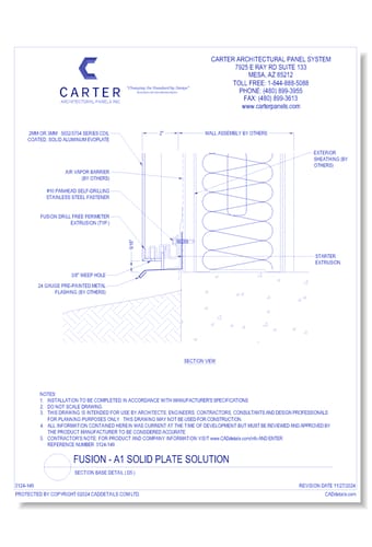 FUSION - A1 Solid Plate Solution: Section Base Detail ( D5 )