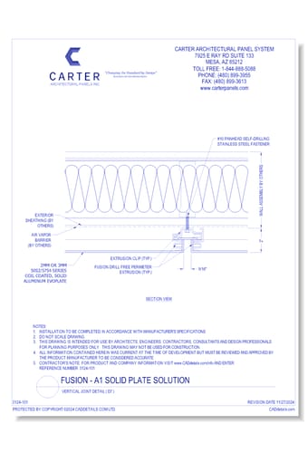 FUSION - A1 Solid Plate Solution: Vertical Joint Detail ( D7 )