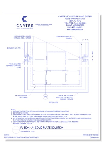 FUSION - A1 Solid Plate Solution: Column Detail ( D10 )