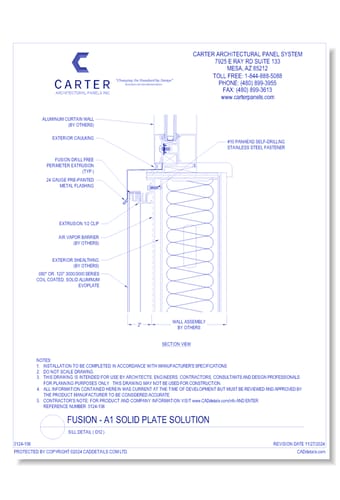 FUSION - A1 Solid Plate Solution: Sill Detail ( D12 )