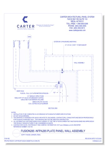 Fusion285 - NFPA285 Plate Panel Wall Assembly: Soffit Inside Corner ( FD04 )