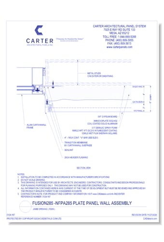 Fusion285 - NFPA285 Plate Panel Wall Assembly: Jamb Opening ( FD09 )