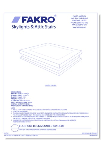 Skylight: DXF DU6 Non-Opening Flat Roof Deck Mounted