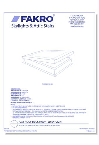 Skylight: DEF DU8 Electrically Opened Flat Roof Deck Mounted 
