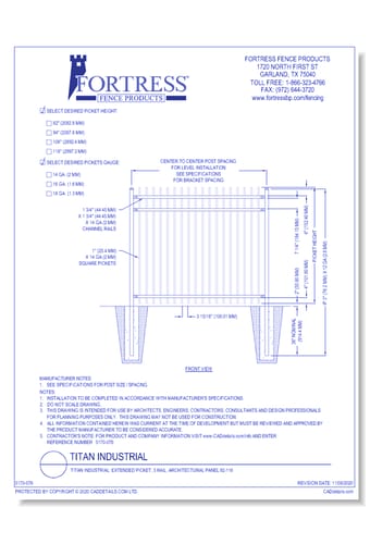 Titan Industrial: Extended Picket, 3 Rail, Architectural Panel 82-118