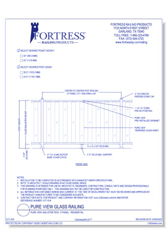 Pure View: Baluster Fe26 - 6' Panel - Residential