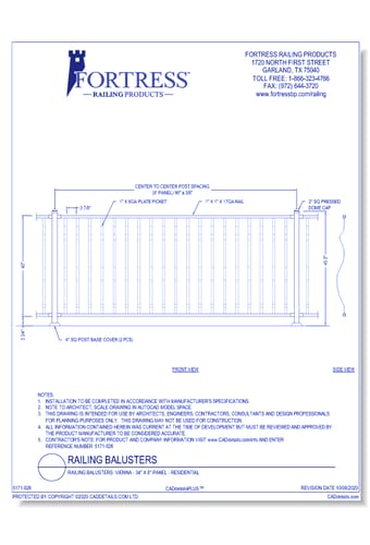 Railing Balusters: Vienna - 34" x 8" Panel - Residential