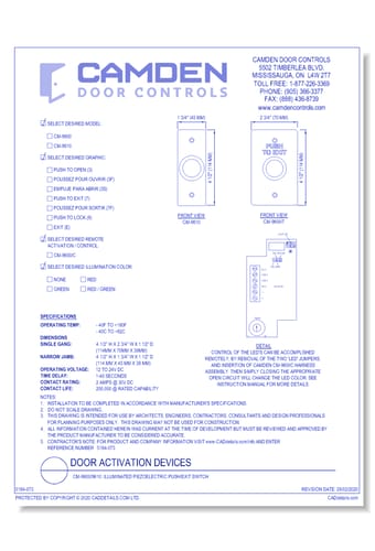  CM-9600/9610: Illuminated Piezoelectric Push/Exit Switch