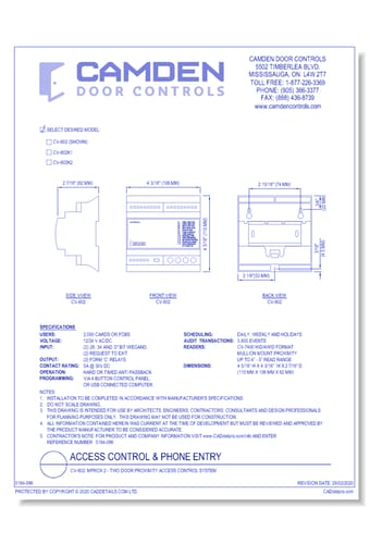CV-602 MPROX 2: Two Door Proximity Access Control System