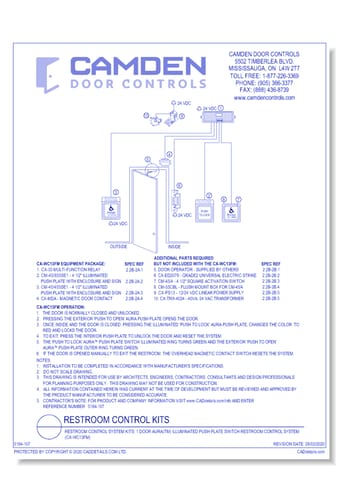Barrier Free Restroom Control Kits: 1 Door Aura(tm) Illuminated Push Plate Switch Restroom Control System (CX-WC13FM)