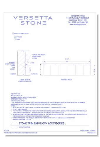 Stone Trim and Block Accessories: 8 Inch Trim Stone 