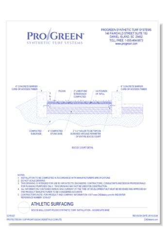 Bocce Ball Court PG2500 Synthetic Turf Installation -  Aggregate Base 
