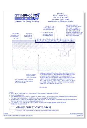 Synthetic Turf to Poured-in-Place Overlap with SBR Rubber Attenuation
