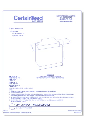 Vinyl Carpentry® Accessories: 3 1/2" Lineal With Foam Insert