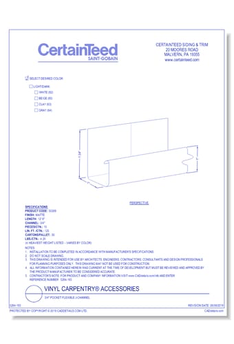 Vinyl Carpentry® Accessories: 3/4" Pocket Flexible J-Channel