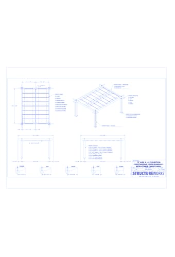 Trex Pergola Vision: 12' W x 16' P Freestanding Trex Pergola Vision - Manually Retractable Canopy