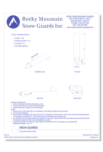 STTile Hook Snow Guard