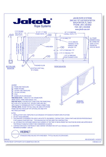 WebNet: Stainless Steel Railing with Wire Mesh - Typical Railing (Floor Mount)