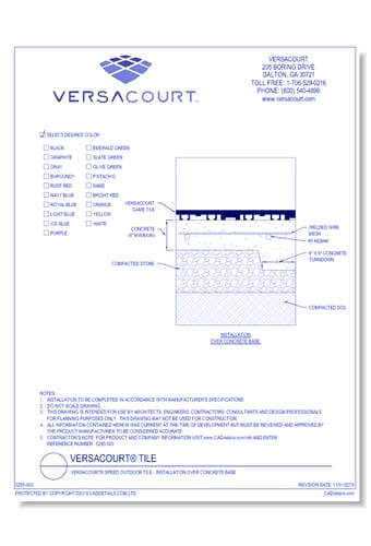 VersaCourt® Speed Outdoor Tile - Installation over Concrete Base